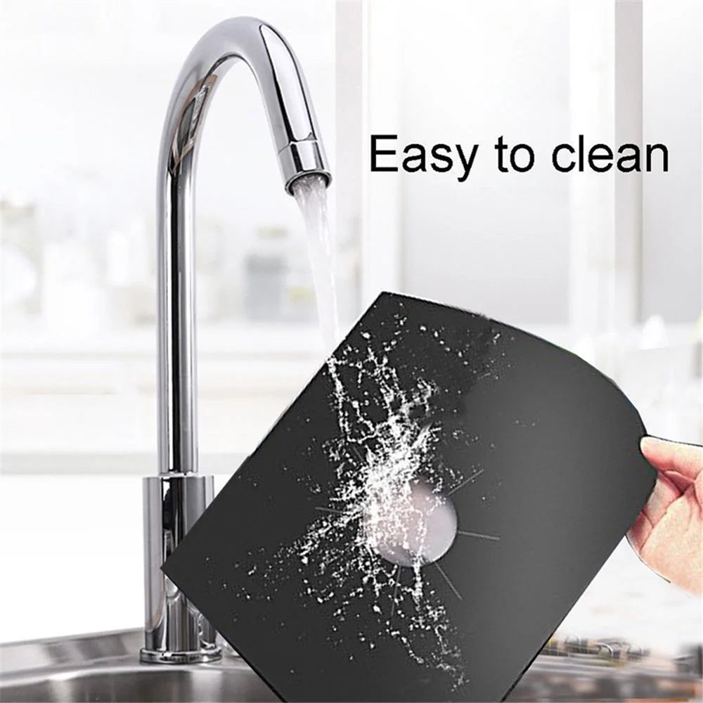2PCS Fiberglass Cloth Oil-proof Covers Stove Burner Gas Stove Burner Liners Non-Stick Gas Range Protectors Mats - Black - 6