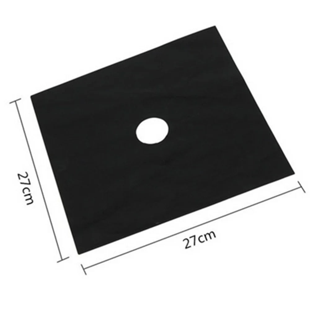 2PCS Fiberglass Cloth Oil-proof Covers Stove Burner Gas Stove Burner Liners Non-Stick Gas Range Protectors Mats - Black - 7
