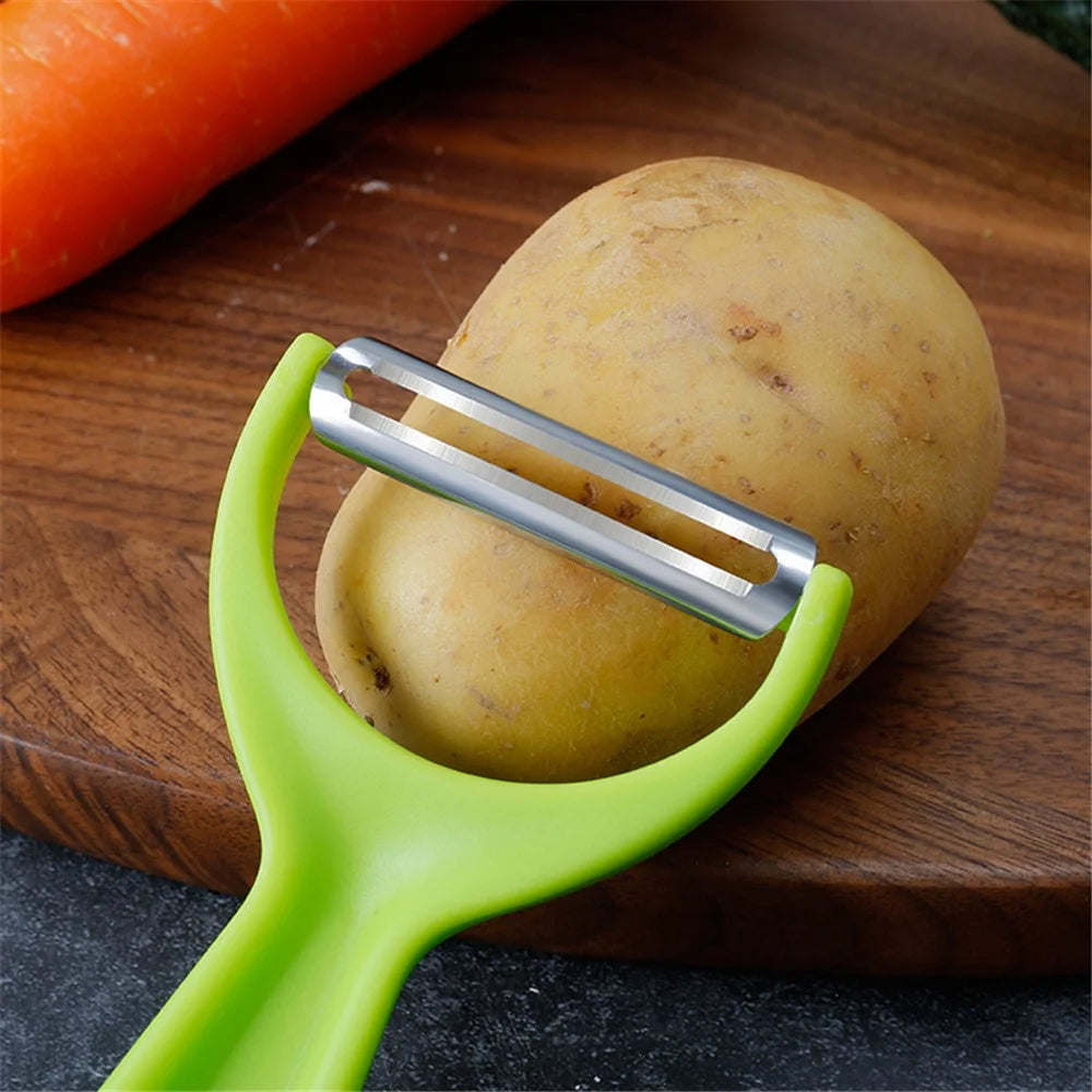 Y-shaped Potato Peeler Stainless Steel Vegetable Peeler Kitchen Tool (BPA Free, No FDA Certificate) - Fluorescent Green - 4
