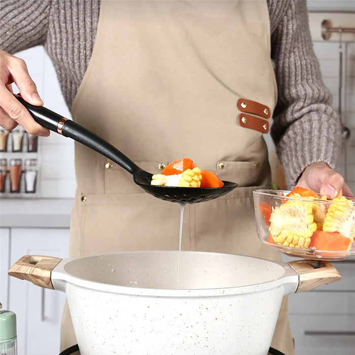 Non-Stick ABS+Nylon Strainer Spoon Long Handle Heat Resistant Slotted Spoon (BPA Free, No FDA Certificate) - 2