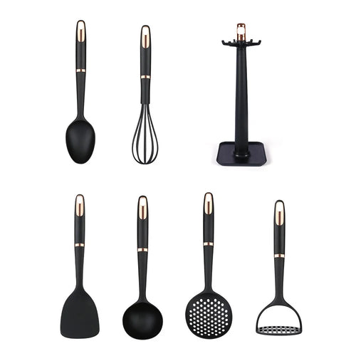 7Pcs Non-Stick Kitchenware Cooking Tool ABS+Nylon Spatula Ladle Potato Masher Set (BPA Free, No FDA Certificate) - 1
