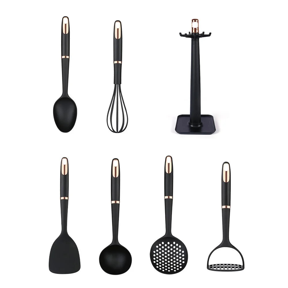 7Pcs Non-Stick Kitchenware Cooking Tool ABS+Nylon Spatula Ladle Potato Masher Set (BPA Free, No FDA Certificate) - 1