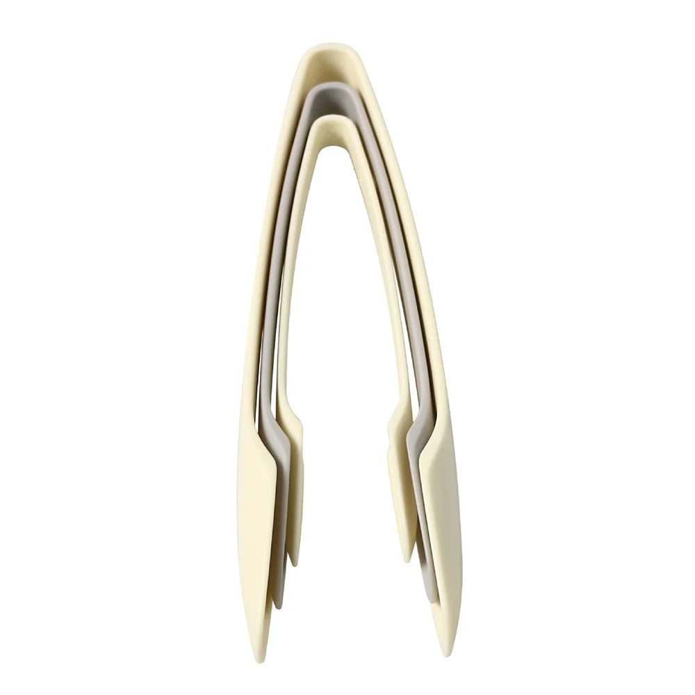 3Pcs / Set Food Tongs PP Salad Bacon Steak Clamp Food Bread Clip (BPA Free, No FDA Certificate) - Beige - 1