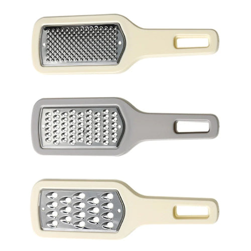 3Pcs / Set Multifunctional Fruit Vegetable Shredder PS+Stainless Steel Garlic Grater (BPA Free, No FDA Certificate) - Beige+Grey - 1
