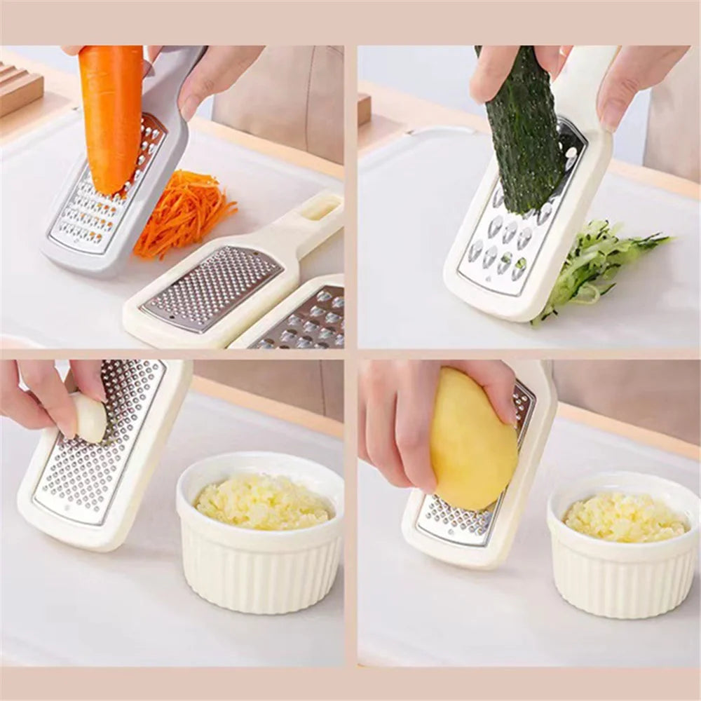 3Pcs / Set Multifunctional Fruit Vegetable Shredder PS+Stainless Steel Garlic Grater (BPA Free, No FDA Certificate) - Beige+Grey - 6