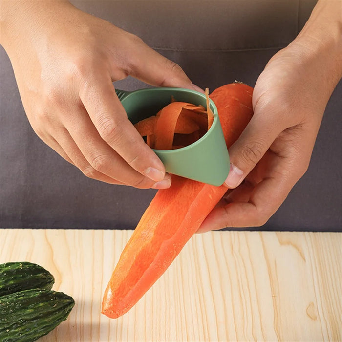 Stainless Steel Peeler with Storage Compartment Herb Stripping Kitchen Tool (BPA Free, No FDA Certificate) - Green - 2