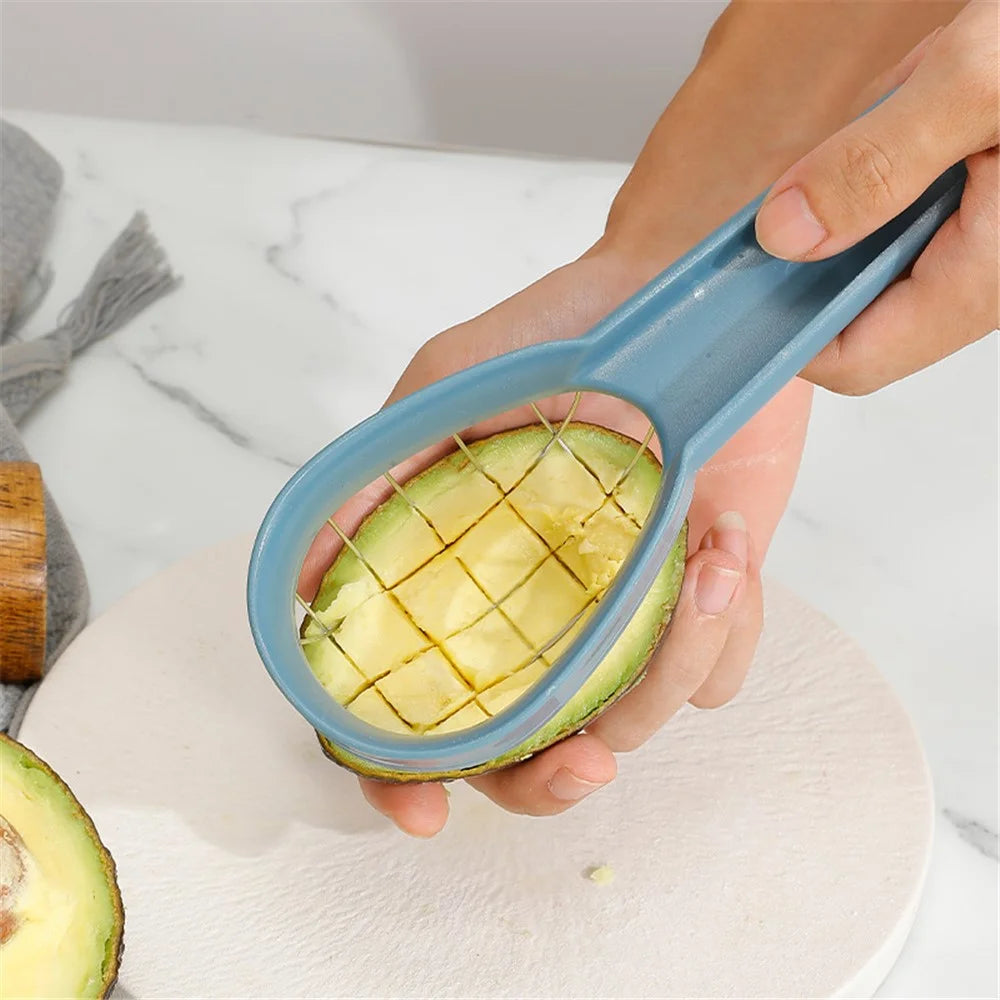 3-in-1 Avocado Slicer Kiwi Fruit Separator Dicing Corer Fruit Separation Tool (BPA Free, No FDA Certificate) - Blue - 2