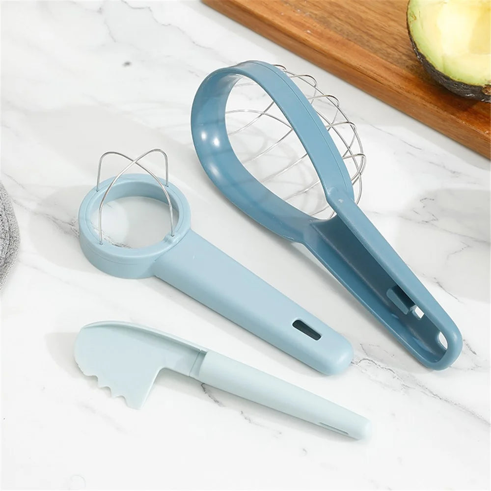 3-in-1 Avocado Slicer Kiwi Fruit Separator Dicing Corer Fruit Separation Tool (BPA Free, No FDA Certificate) - Blue - 3