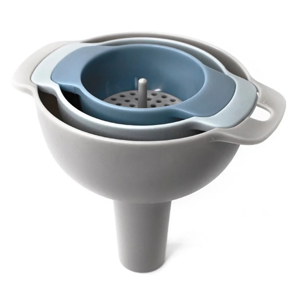 4Pcs / Set Plastic Oil Water Spices Wine Flask Filter Funnel Strainer Kitchen Tool (BPA Free, No FDA Certificate) - Nordic Blue - 1