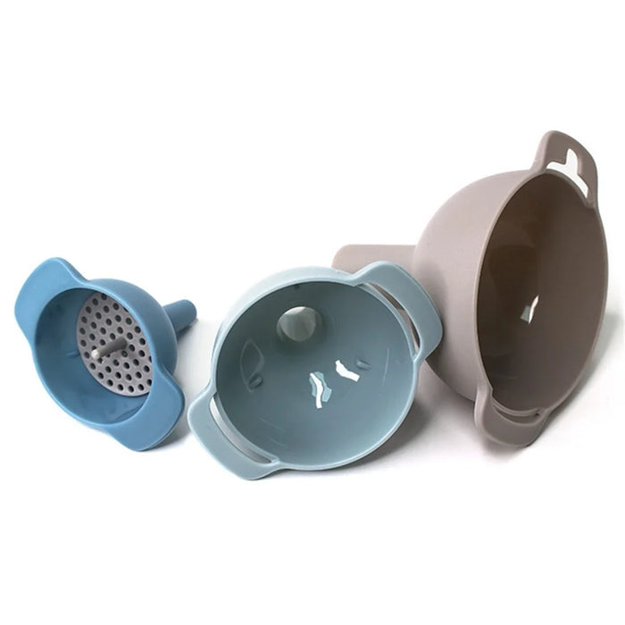 4Pcs / Set Plastic Oil Water Spices Wine Flask Filter Funnel Strainer Kitchen Tool (BPA Free, No FDA Certificate) - Nordic Blue - 4