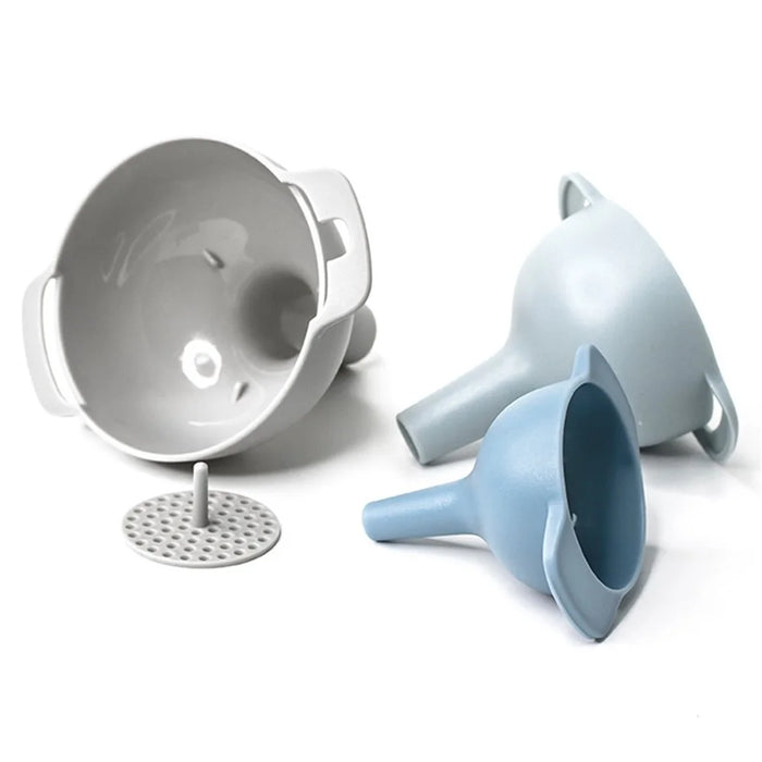 4Pcs / Set Plastic Oil Water Spices Wine Flask Filter Funnel Strainer Kitchen Tool (BPA Free, No FDA Certificate) - Nordic Blue - 6
