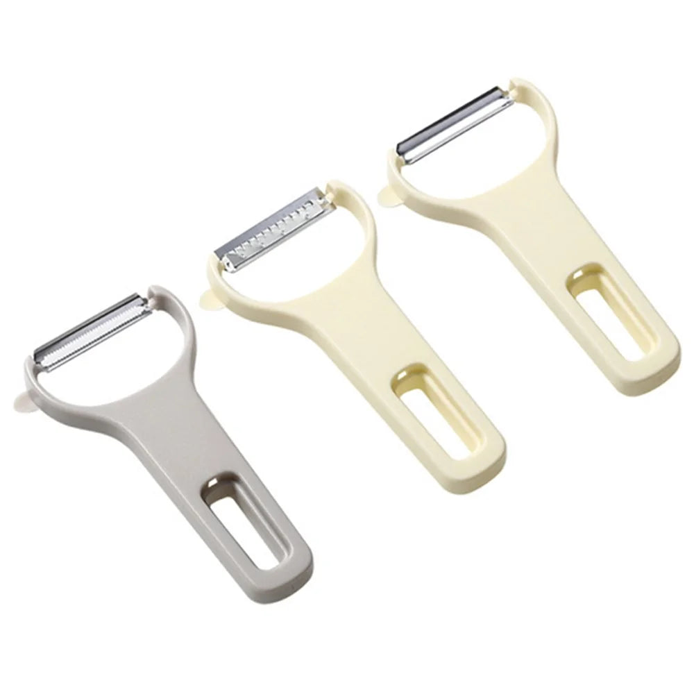 3Pcs / Set Y-shape Multifunctional Stainless Steel Vegetable Peeler Kitchen Fruit Potato Shredder (BPA Free, No FDA Certificate) - Beige - 1