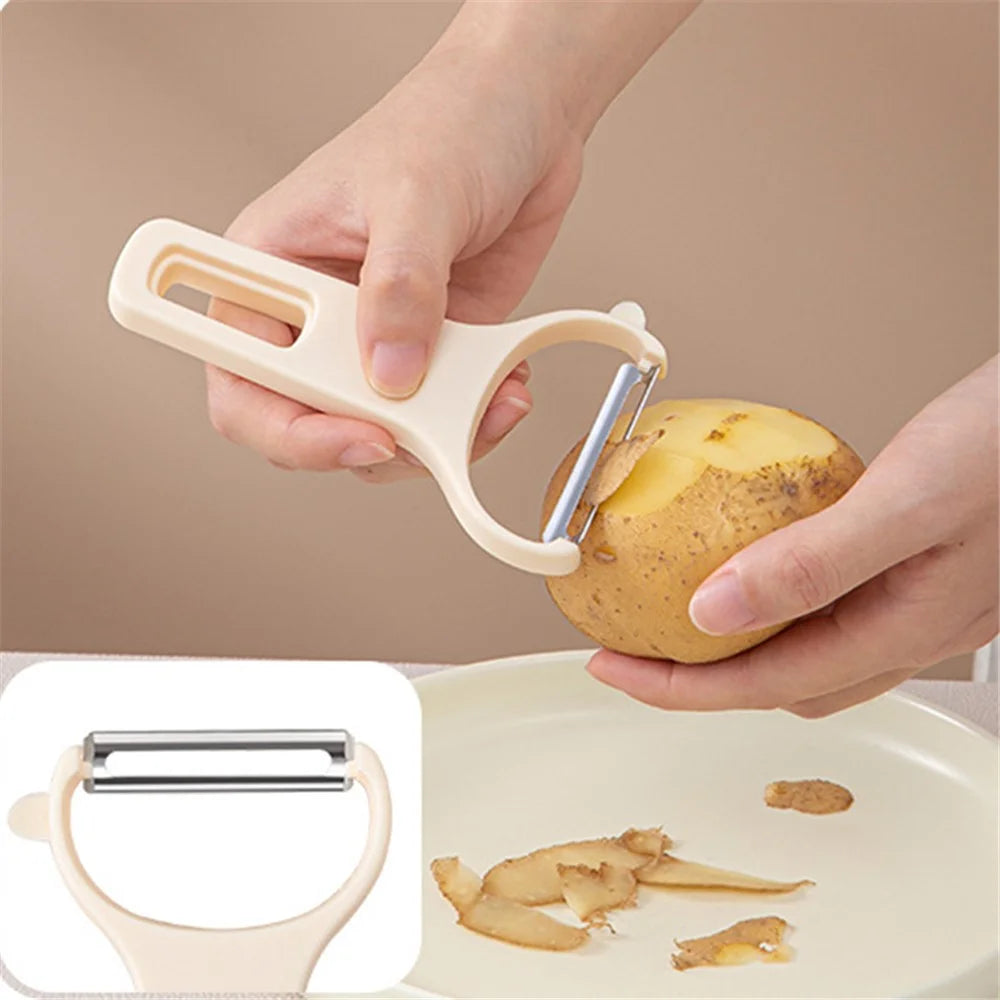 3Pcs / Set Y-shape Multifunctional Stainless Steel Vegetable Peeler Kitchen Fruit Potato Shredder (BPA Free, No FDA Certificate) - Beige - 6
