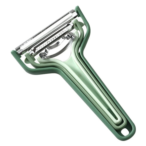 3Pcs / Set PP+Stainless Steel Melon Peeler Cabbage Shredder Multi-function Kitchen Tool (BPA Free, No FDA Certificate) - Emerald Green - 1