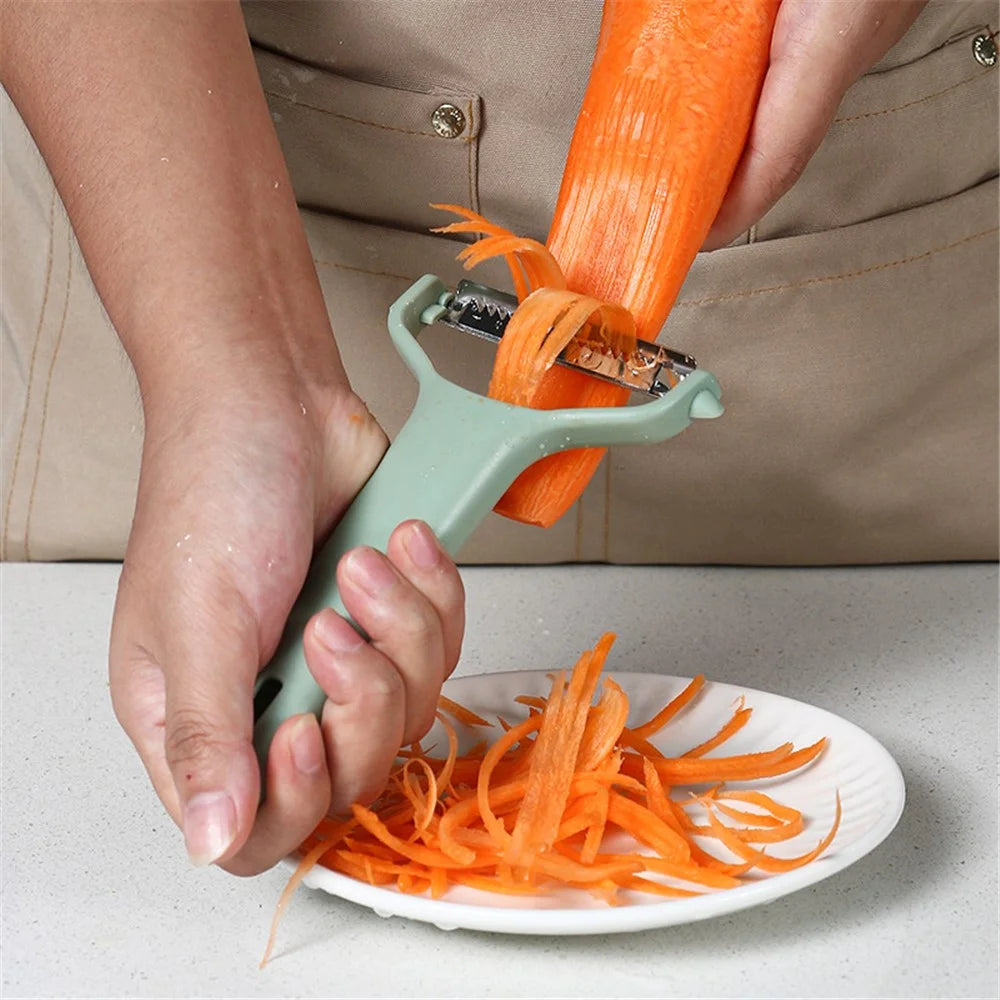 3Pcs / Set PP+Stainless Steel Melon Peeler Cabbage Shredder Multi-function Kitchen Tool (BPA Free, No FDA Certificate) - Emerald Green - 3