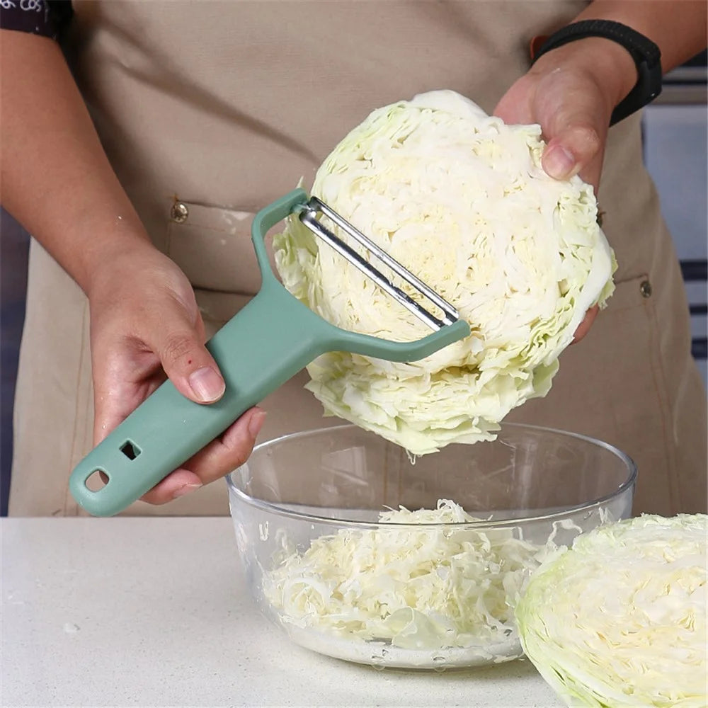 3Pcs / Set PP+Stainless Steel Melon Peeler Cabbage Shredder Multi-function Kitchen Tool (BPA Free, No FDA Certificate) - Emerald Green - 5