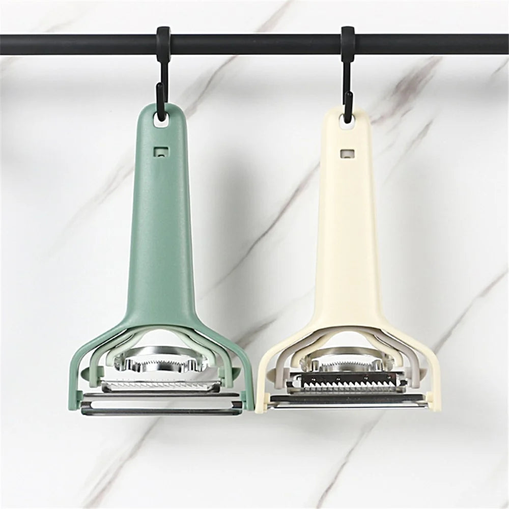 3Pcs / Set PP+Stainless Steel Melon Peeler Cabbage Shredder Multi-function Kitchen Tool (BPA Free, No FDA Certificate) - Emerald Green - 6