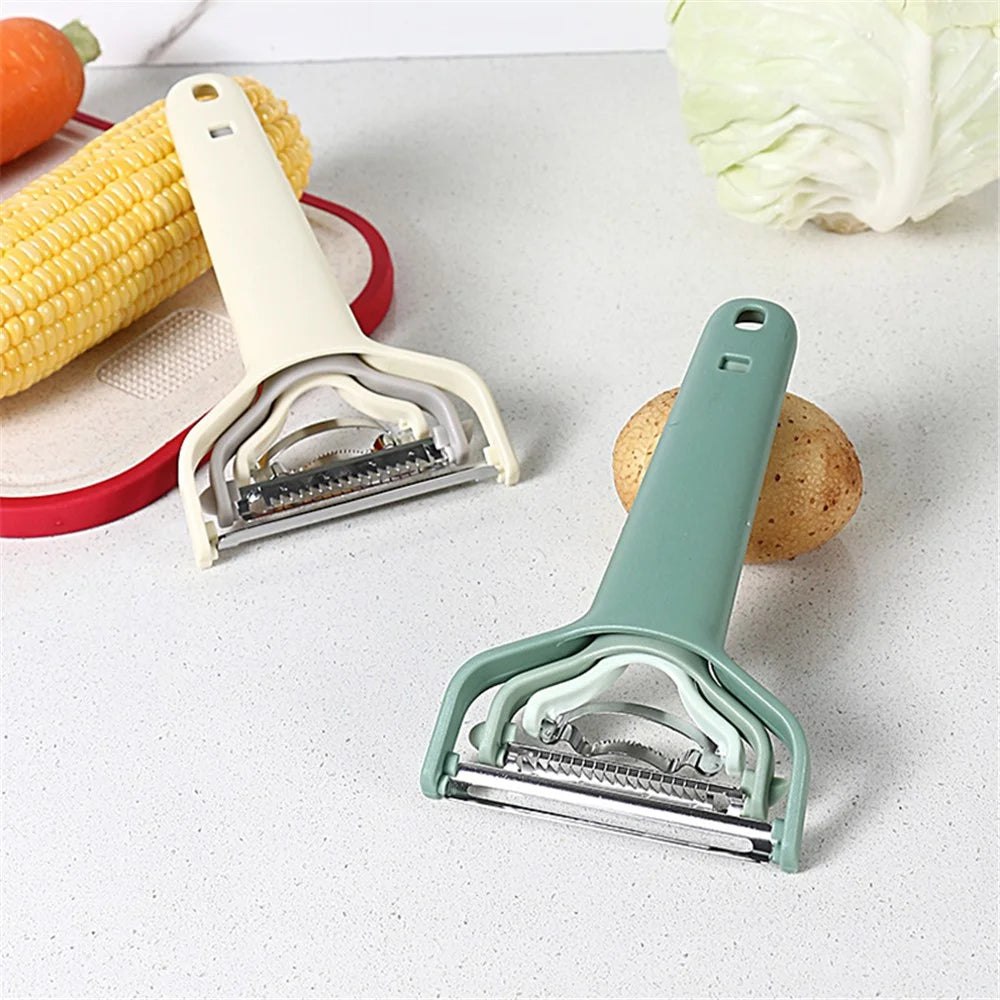 3Pcs / Set PP+Stainless Steel Melon Peeler Cabbage Shredder Multi-function Kitchen Tool (BPA Free, No FDA Certificate) - Emerald Green - 7