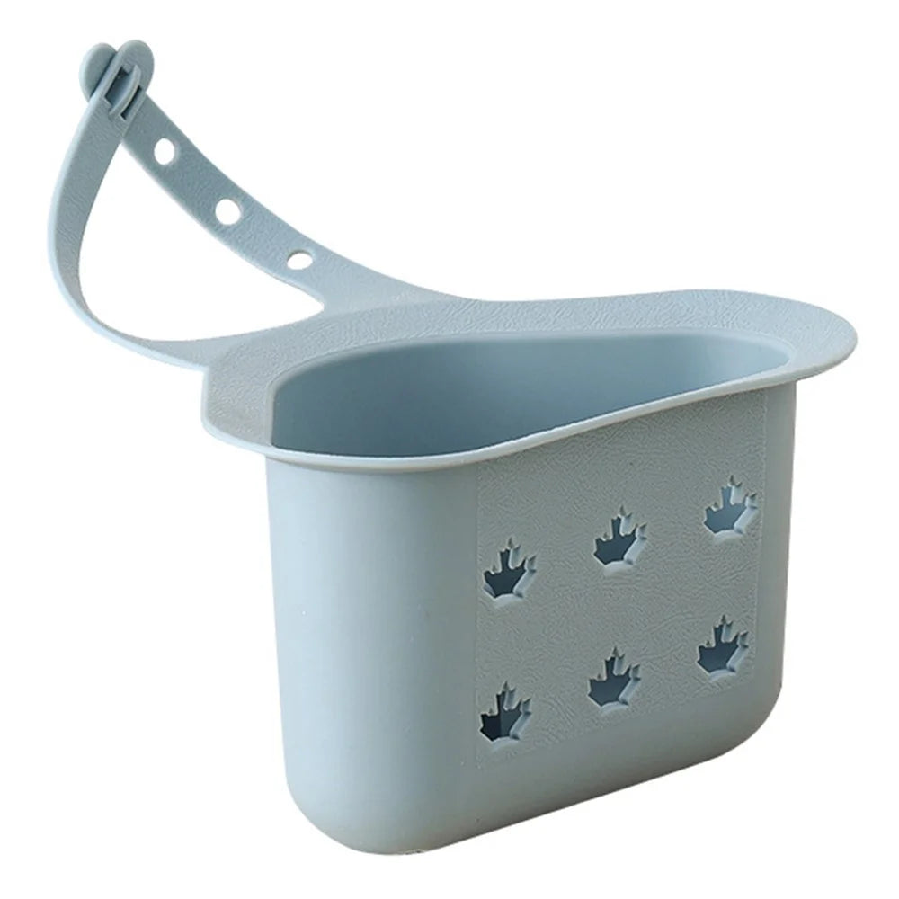 Kitchen Sink Drain Hanging Basket Faucet Sponge Wipe Brush Rag Triangle PP Storage Basket - Blue - 1