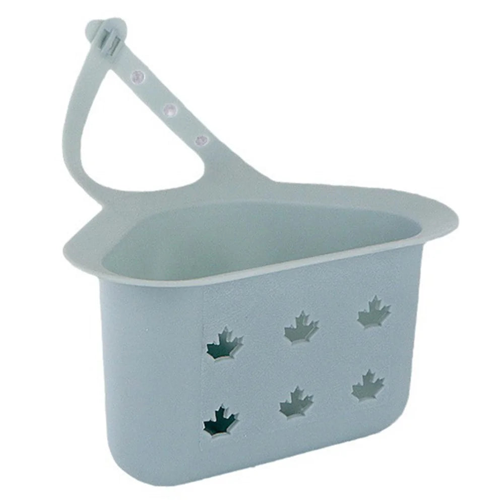 Kitchen Sink Drain Hanging Basket Faucet Sponge Wipe Brush Rag Triangle PP Storage Basket - Blue - 2