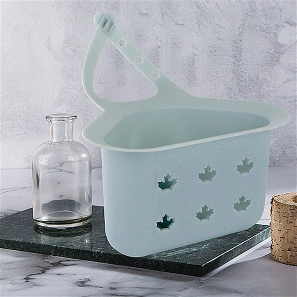 Kitchen Sink Drain Hanging Basket Faucet Sponge Wipe Brush Rag Triangle PP Storage Basket - Blue - 7