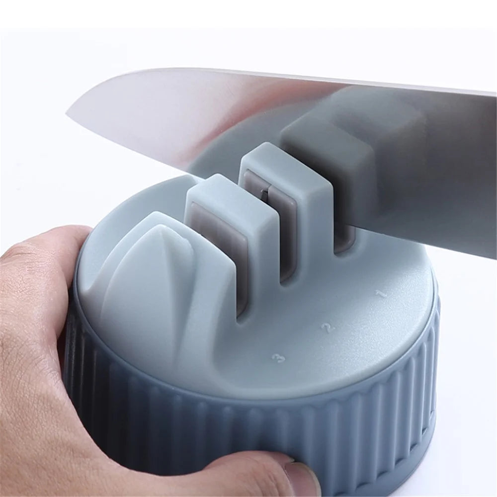 3-stage Mini Knife Sharpener Kitchen Grindstone Tool Pocket Sharpening Stone - Blue - 4