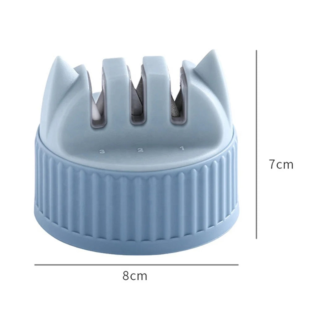 3-stage Mini Knife Sharpener Kitchen Grindstone Tool Pocket Sharpening Stone - Blue - 6