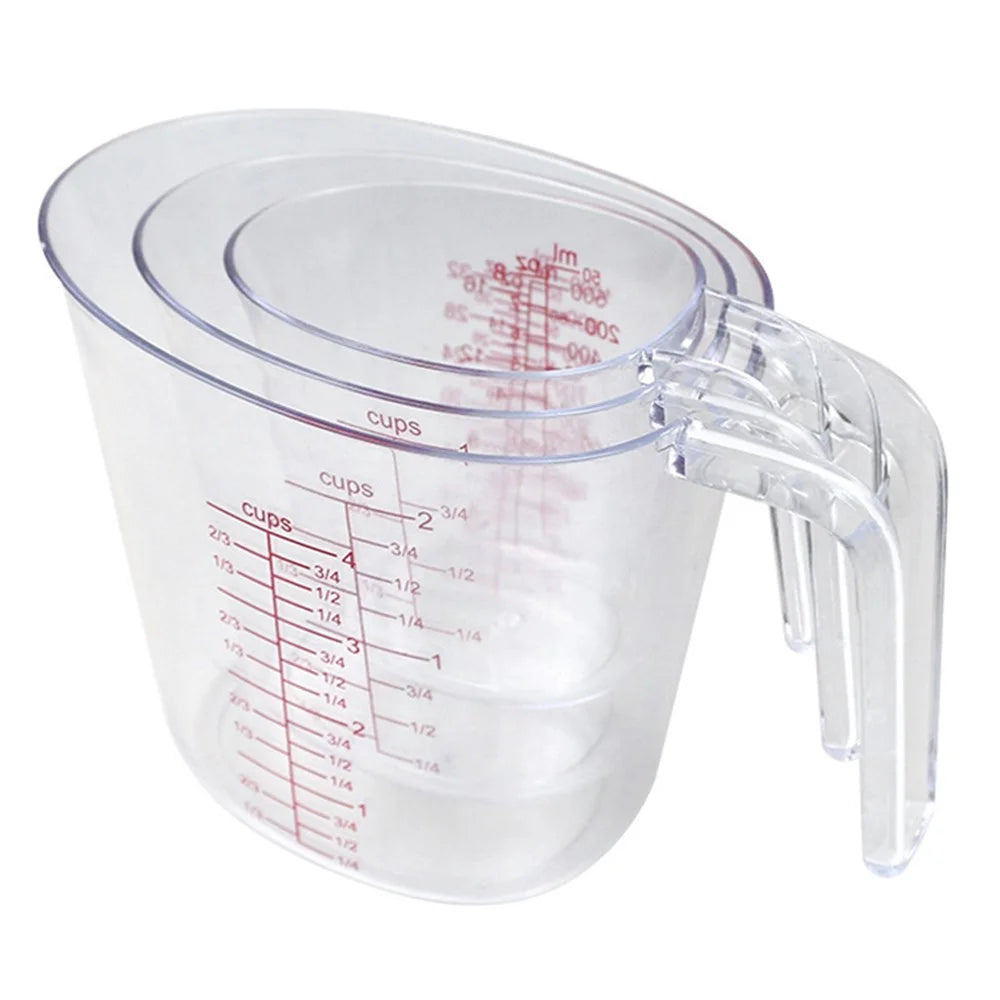 3Pcs / Set Measuring Cups Plastic Stackable Measuring Jugs with Handle Kitchen Tool (BPA Free, No FDA Certificate) - 1
