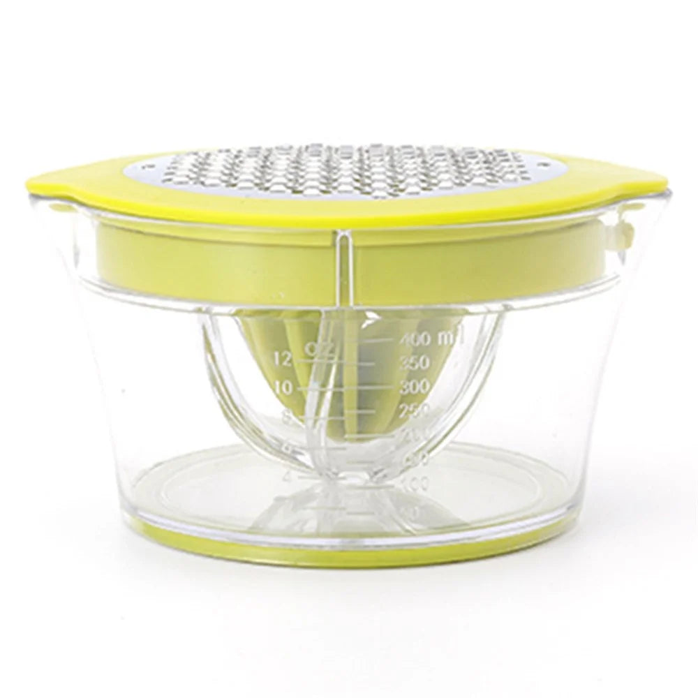MYJ Manual Juicer Garlic Grater Multifunctional Hand Fruit Presser with 400ml Measuring Container (BPA Free, No FDA Certificate) - Green - 1