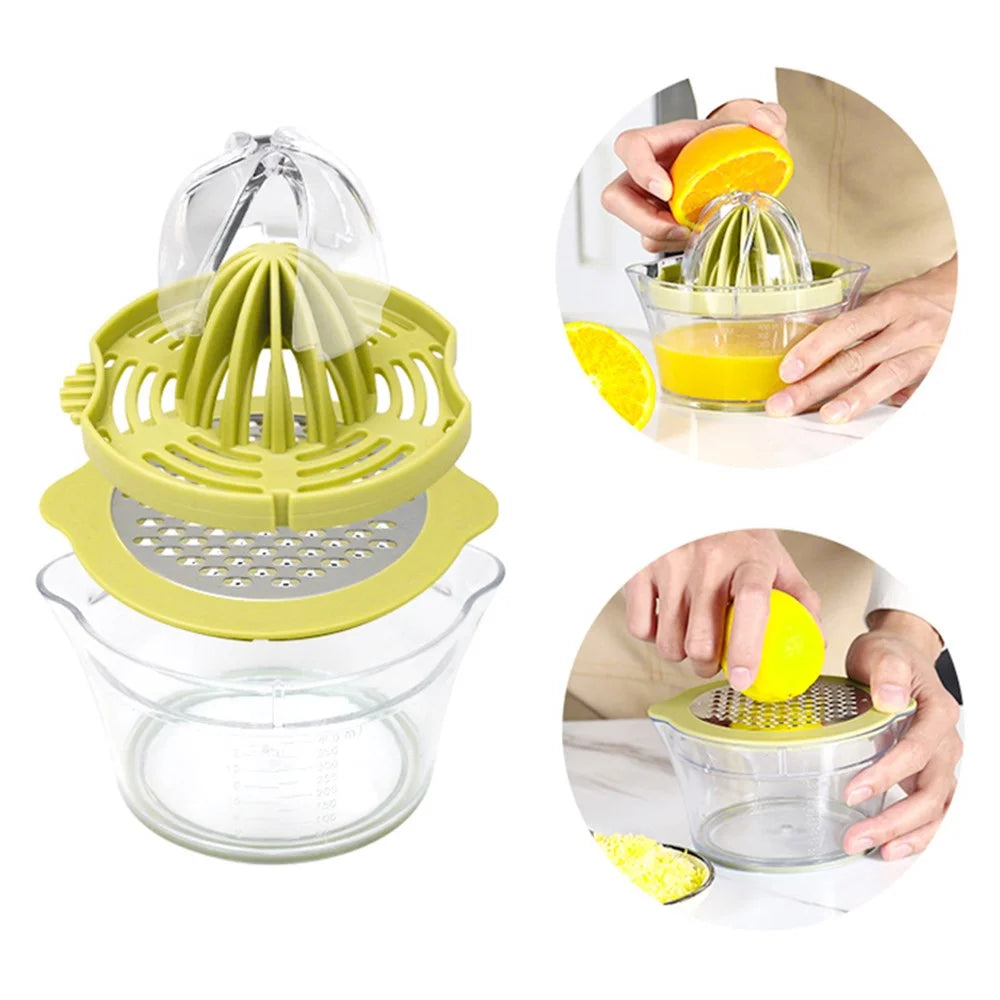 MYJ Manual Juicer Garlic Grater Multifunctional Hand Fruit Presser with 400ml Measuring Container (BPA Free, No FDA Certificate) - Green - 2
