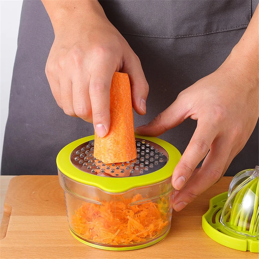 MYJ Manual Juicer Garlic Grater Multifunctional Hand Fruit Presser with 400ml Measuring Container (BPA Free, No FDA Certificate) - Green - 3