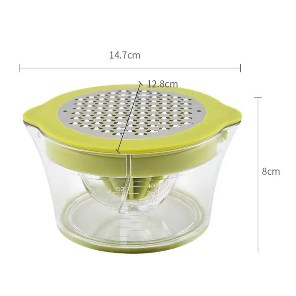 MYJ Manual Juicer Garlic Grater Multifunctional Hand Fruit Presser with 400ml Measuring Container (BPA Free, No FDA Certificate) - Green - 7