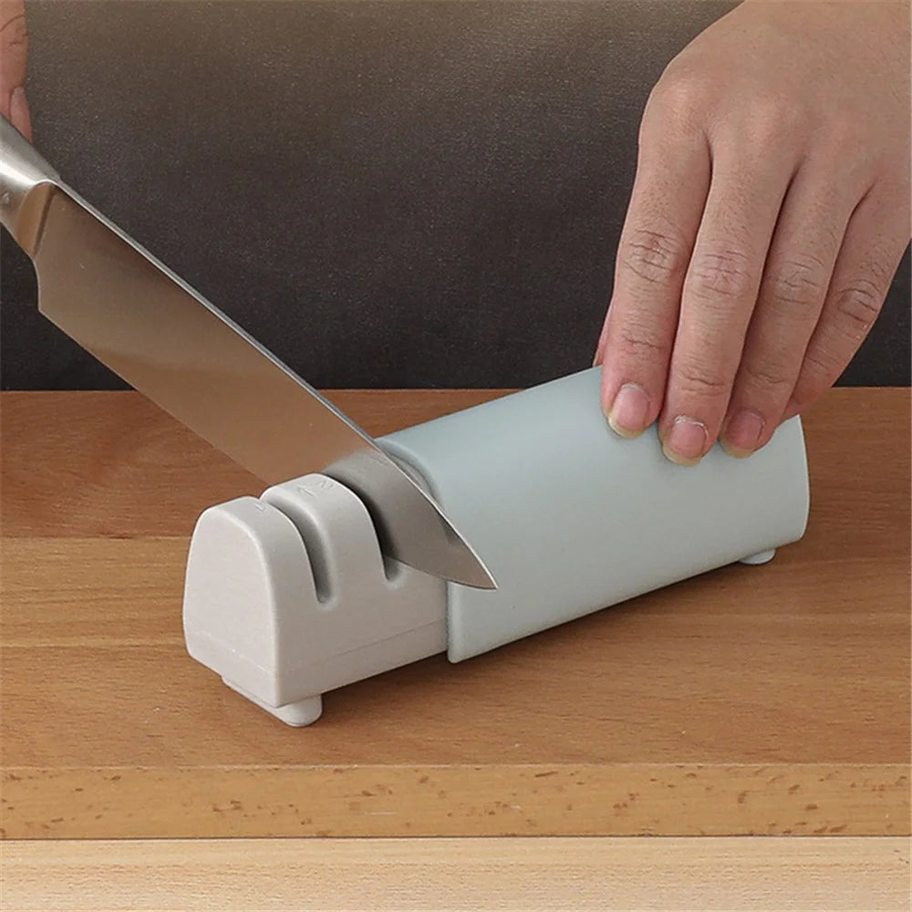 Kitchen 2-stage Knife Sharpener Household Multifunctional Handheld Knife Sharpening Stone - Grey Blue - 3