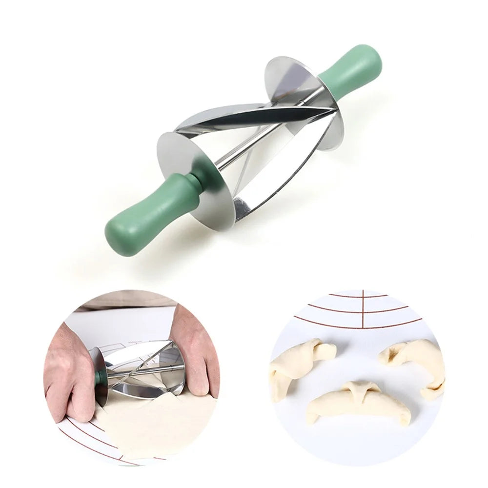 PP+Stainless Steel Croissant Dough Rolling Cutter Bread Making Kitchen Tool (No FDA, BPA Free) - 7