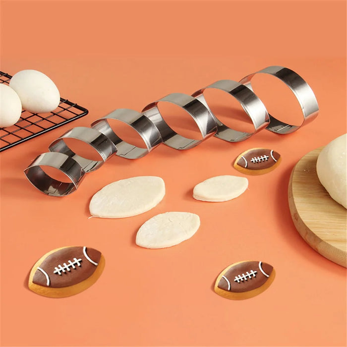 6Pcs / Set Rugby Fondant Cake Frame Cookie Cutters Biscuit Embosser Mold (BPA Free, No FDA) - 2