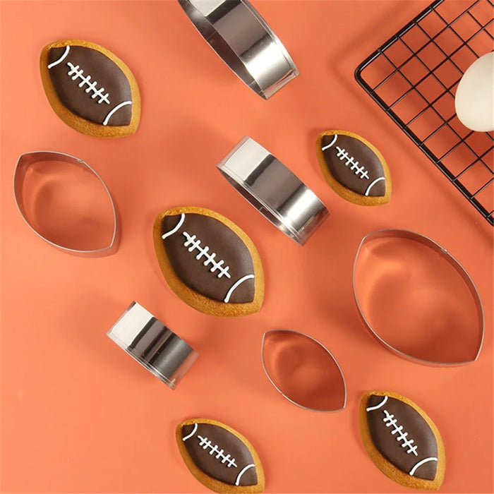 6Pcs / Set Rugby Fondant Cake Frame Cookie Cutters Biscuit Embosser Mold (BPA Free, No FDA) - 4