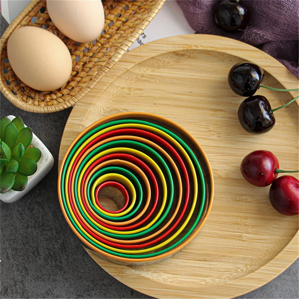 12Pcs Cake Ring Colorful Circle Cookie Cutter Stainless Steel Biscuit Mold (BPA Free, No FDA) - 2