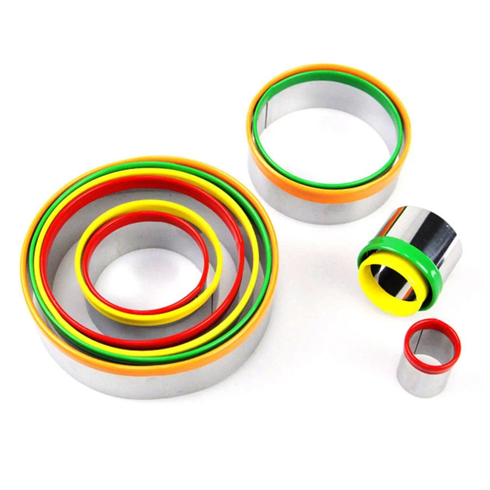 12Pcs Cake Ring Colorful Circle Cookie Cutter Stainless Steel Biscuit Mold (BPA Free, No FDA) - 5