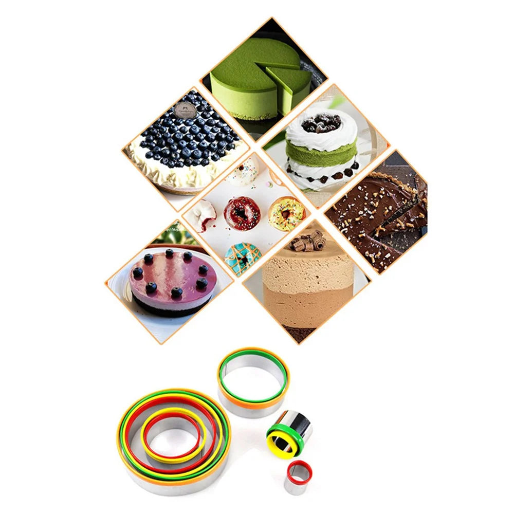 12Pcs Cake Ring Colorful Circle Cookie Cutter Stainless Steel Biscuit Mold (BPA Free, No FDA) - 7