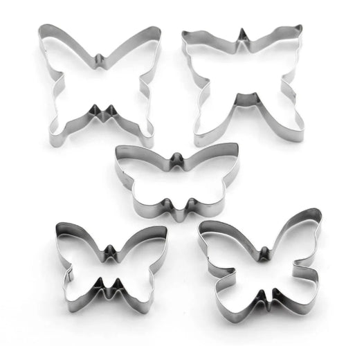 5Pcs Butterfly Shape Cookie Cutter Set 430 Stainless Steel Baking Mold (BPA Free, No FDA) - 1