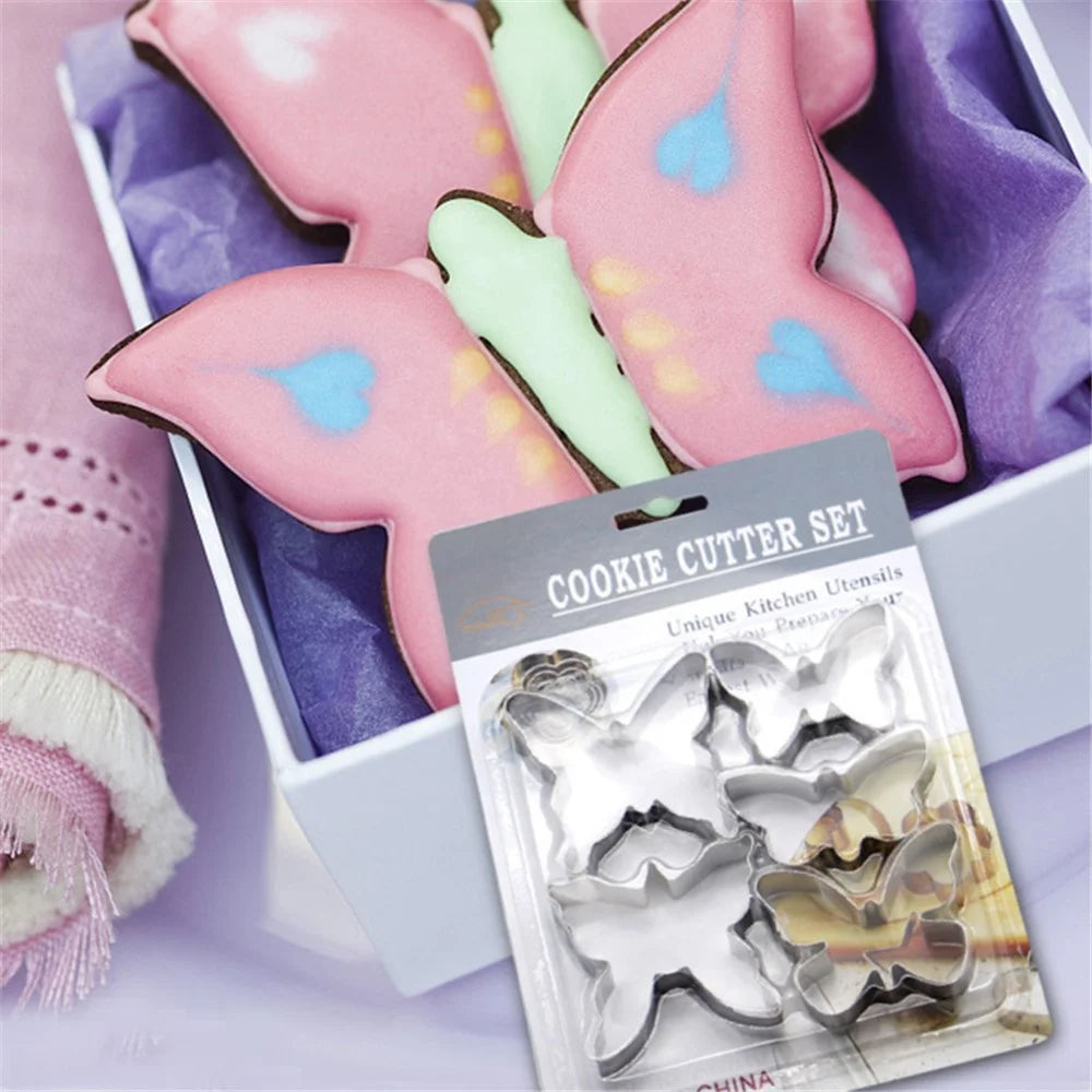 5Pcs Butterfly Shape Cookie Cutter Set 430 Stainless Steel Baking Mold (BPA Free, No FDA) - 2