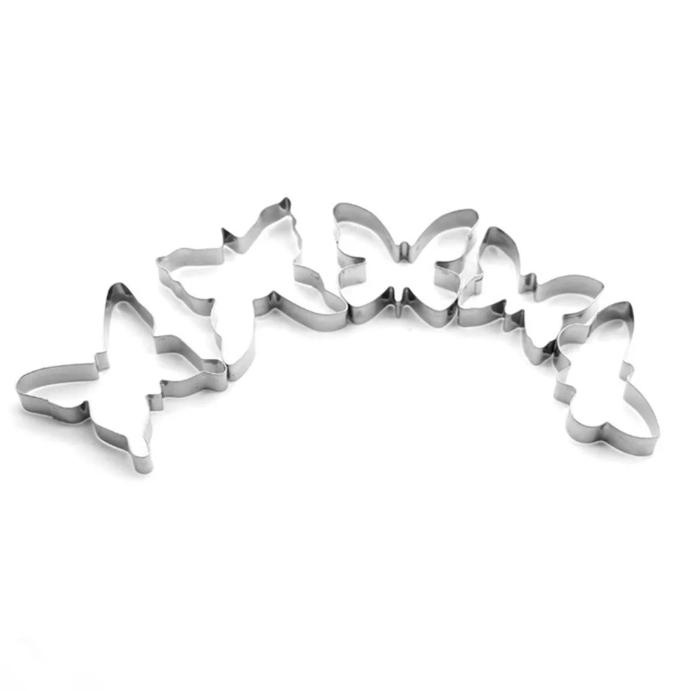 5Pcs Butterfly Shape Cookie Cutter Set 430 Stainless Steel Baking Mold (BPA Free, No FDA) - 5