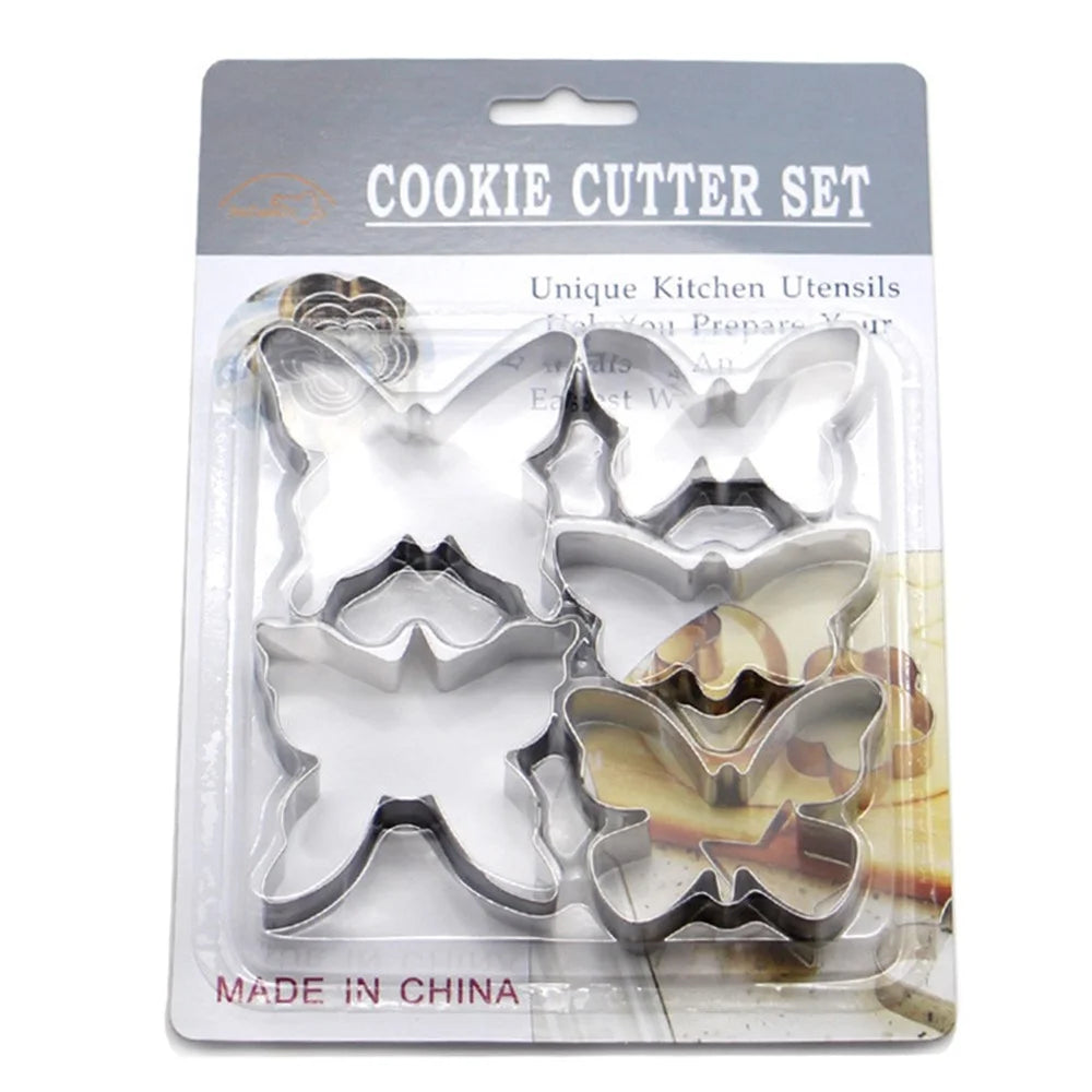 5Pcs Butterfly Shape Cookie Cutter Set 430 Stainless Steel Baking Mold (BPA Free, No FDA) - 6