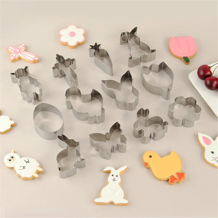 12Pcs / Set Easter Series Cookie Cutters 430 Stainless Steel Biscuits Baking Mold (BPA-Free, No FDA) - 4