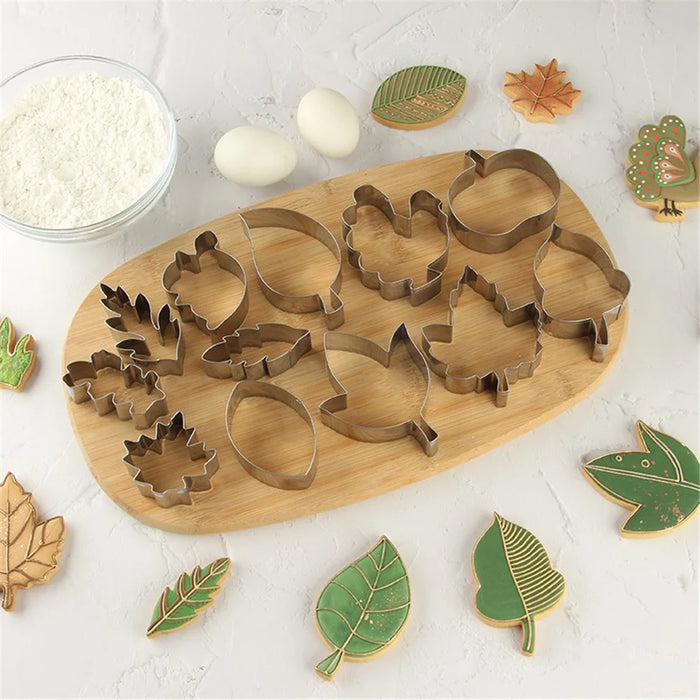 12Pcs / Set Cookie Cutters 430 Stainless Steel Biscuits Baking Mold (BPA-Free, No FDA) - Thanksgiving Series - 2