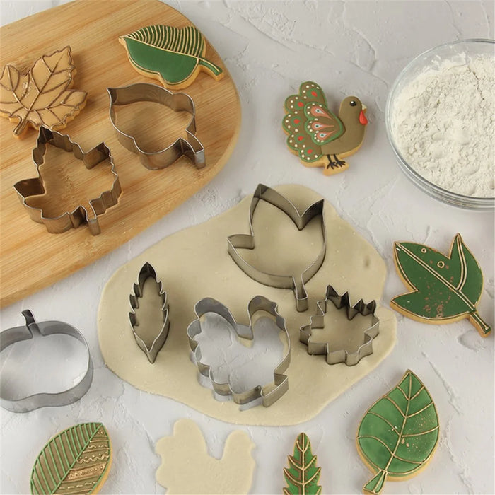12Pcs / Set Cookie Cutters 430 Stainless Steel Biscuits Baking Mold (BPA-Free, No FDA) - Thanksgiving Series - 3