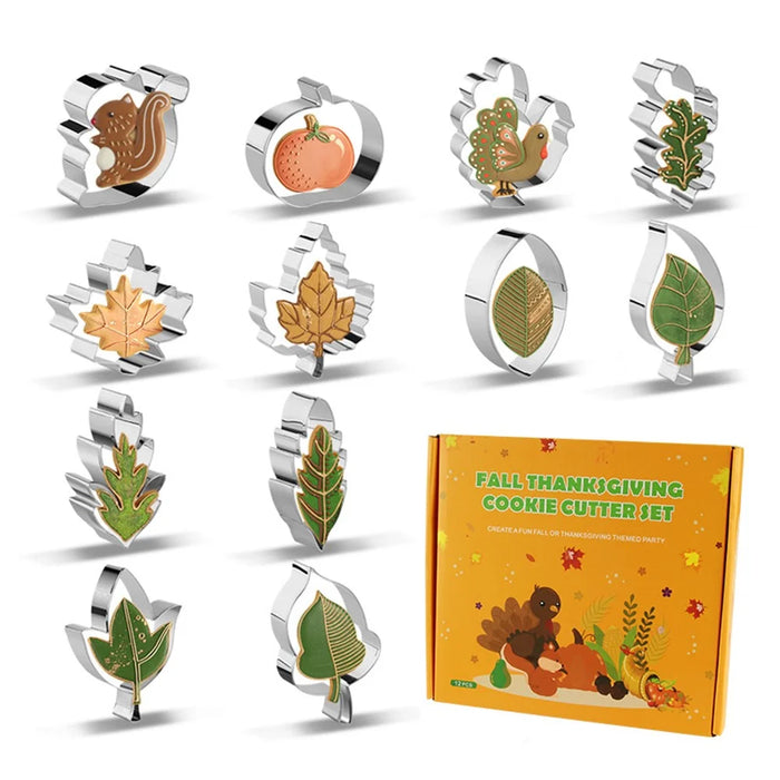 12Pcs / Set Cookie Cutters 430 Stainless Steel Biscuits Baking Mold (BPA-Free, No FDA) - Thanksgiving Series - 6