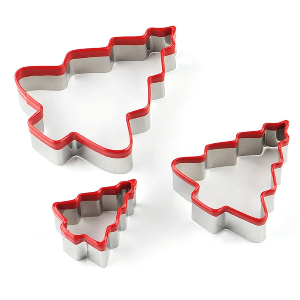 3Pcs / Set Cookie Cutter 430 Stainless Steel + PVC Sandwich Cutting Mold (BPA Free, No FDA) - Christmas Tree - 1