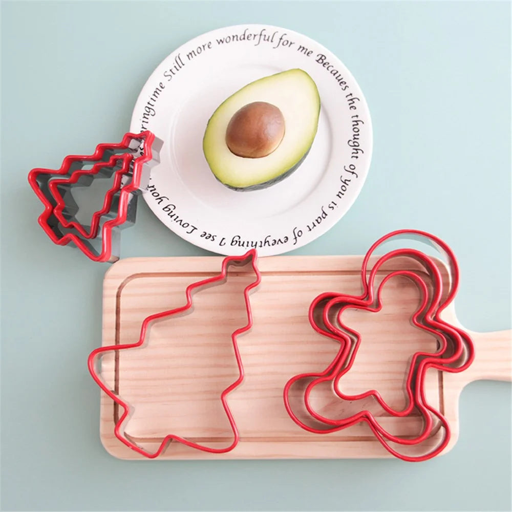 3Pcs / Set Cookie Cutter 430 Stainless Steel + PVC Sandwich Cutting Mold (BPA Free, No FDA) - Christmas Tree - 3