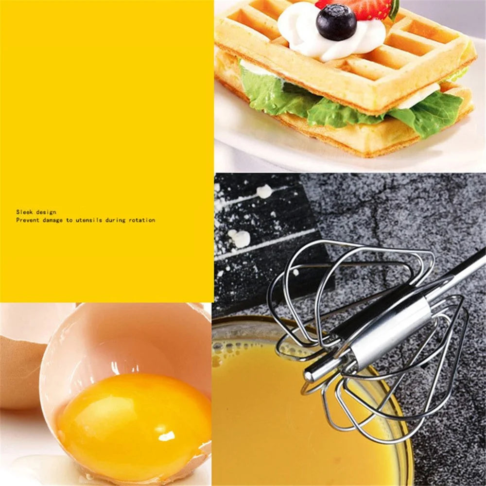 Semi-Automatic 430 Stainless Steel Egg Whisk Manual Press Mixer Egg Stirrer (BPA Free, No FDA) - 5